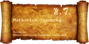 Matkovich Tavaszka névjegykártya